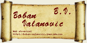 Boban Valanović vizit kartica